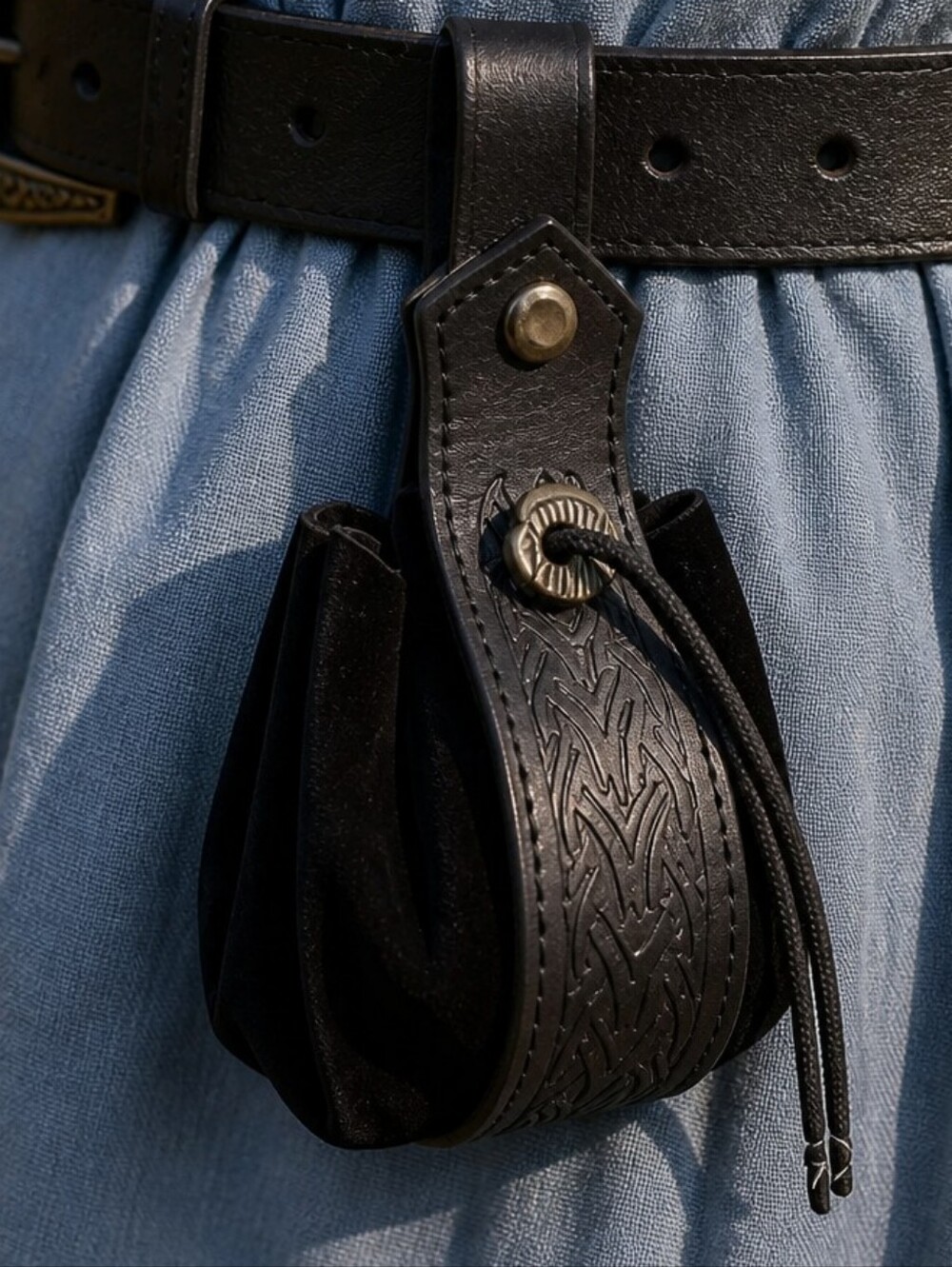 Medieval Viking Belt Pouch Dice Bag Black Renaissance Faire LARP Gothic Fantasy